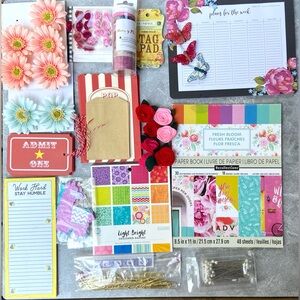 Scrapbook Supplies or Crafting Supply Bundle for Fun Kids Projects or Journaling